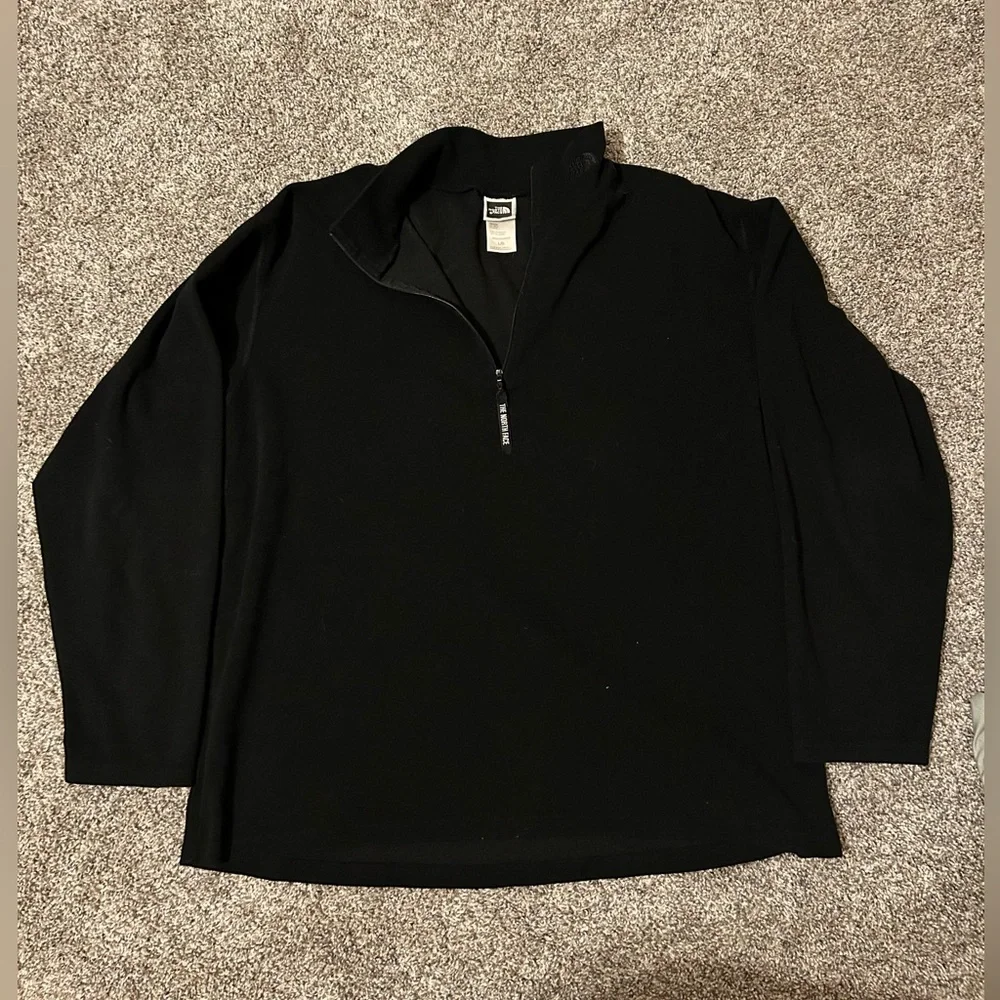 The North Face Quarter Zip Black Pullover Large Long Sleeve Sweater Mens - Picture 1 of 8